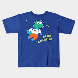 Funny dinosaur in space. Dinosaur in outer space Kids T-Shirt